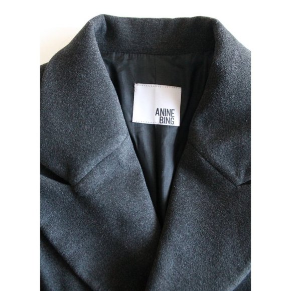 Anine Bing Military Zip Up Coat with Silver Buttons in Charcoal Size Medium - Picture 5 of 6